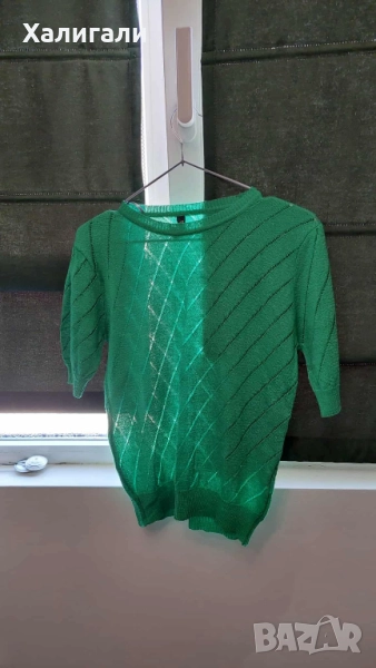 Фина плетен блуза в зелено размер М, снимка 1