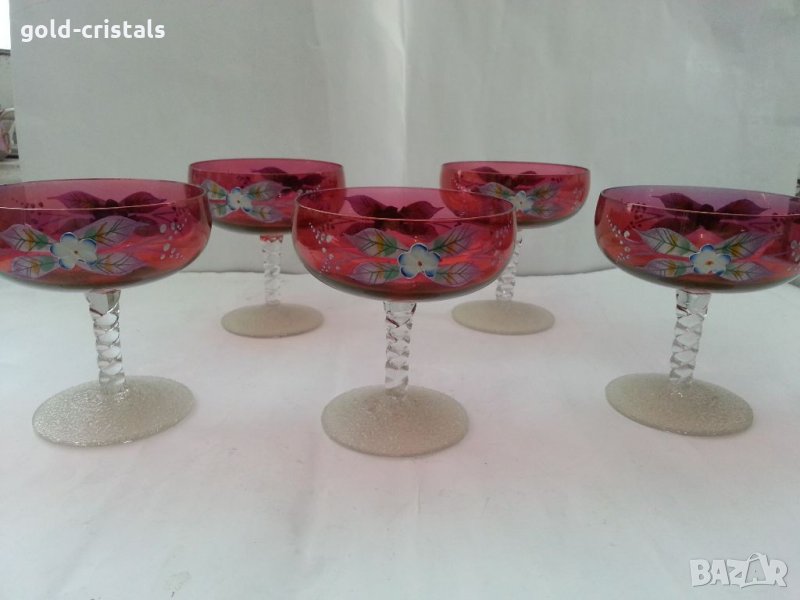 Стъклени чаши рисувани Бохемия , снимка 1