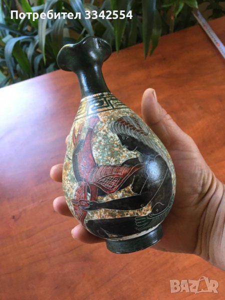 КАНА ВАЗА КЕРАМИКА РИСУВАНА КРАСИВ ПРЕДМЕТ ЗА ЦЕНИТЕЛИ, снимка 1