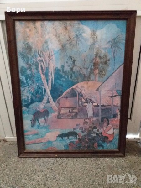 Голяма картина в дървена рамка., снимка 1