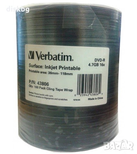 DVD-R Verbatim 4.7GB, Printable area: 36mm - 118mm - празни дискове , снимка 1