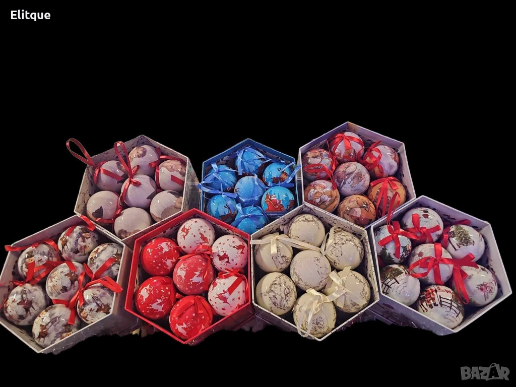 Комплект от 14 топки за елха, различни видове, снимка 1