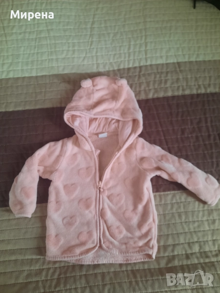 Плюшен суитчър с топла подплата и с качулка H&M, за 9-12 месеца, снимка 1