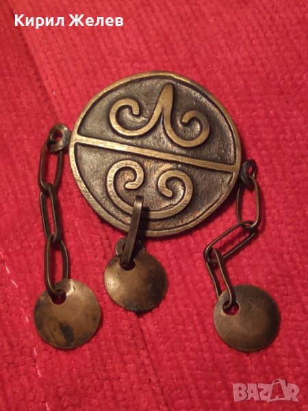 СТАРА БРОНЗОВА ПОМЕДНЕНА ЕТНОГРАФСКА БРОШКА НАКИТ ВЪЗРОЖДЕНСКИ СТИЛ 1503, снимка 1