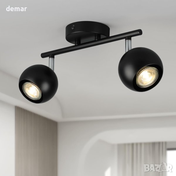 Двупосочен черен таванен прожектор FORCOSO, GU10, без крушки, снимка 1