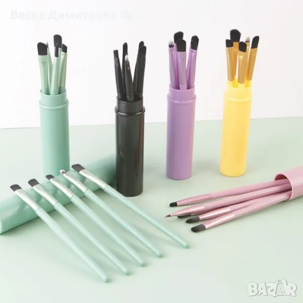 Комплект от 5 броя мини четки за сенки за очи HZS290, снимка 1