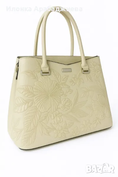 Елегантна дамска чанта с флорална бродерия, снимка 1