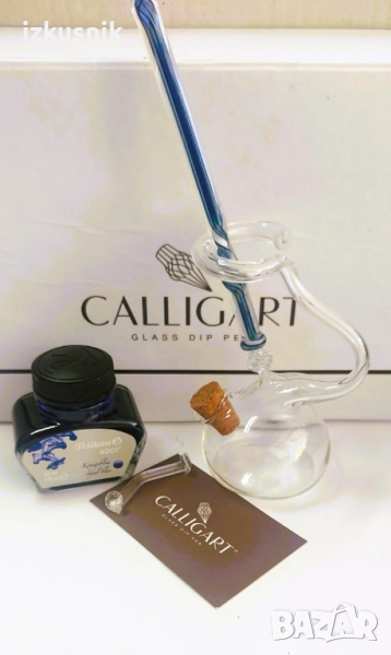 Изящна стъклена писалка и мастилница CALLIGART, снимка 1