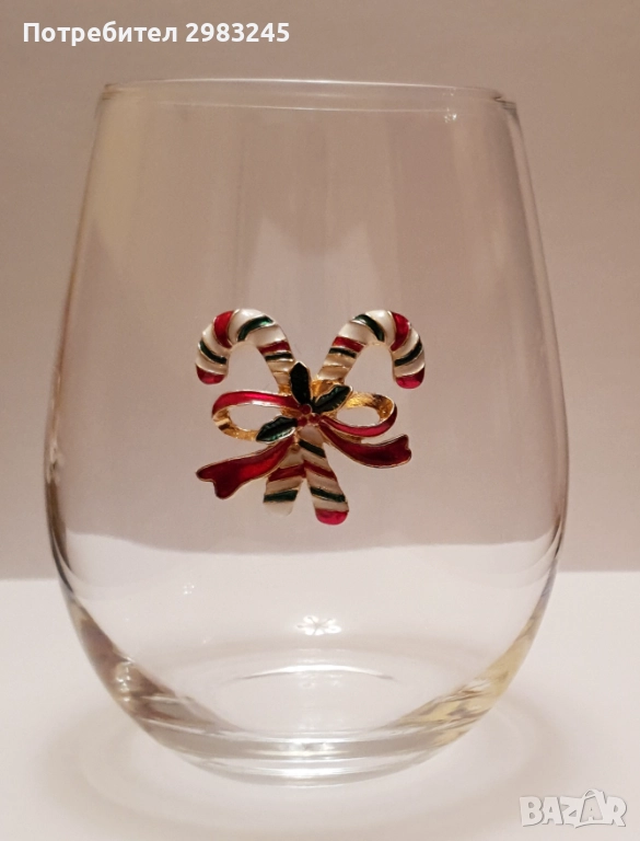 Декорирана стъклена коледна чаша, снимка 1