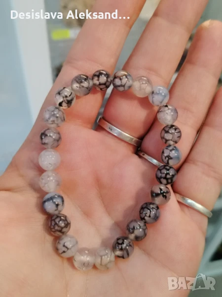 Гривна със ахат драконови вени, много изгодно , снимка 1