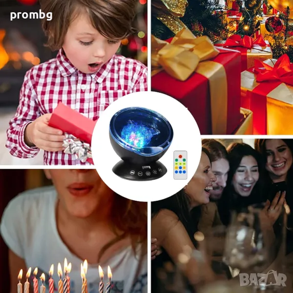 музикална лампа прожектор, въртяща се с различни режими, цветове, снимка 1
