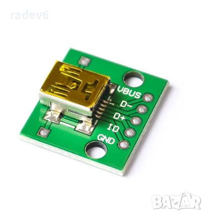 Адаптерна платка Mini USB, 5P, 2.54мм., снимка 1