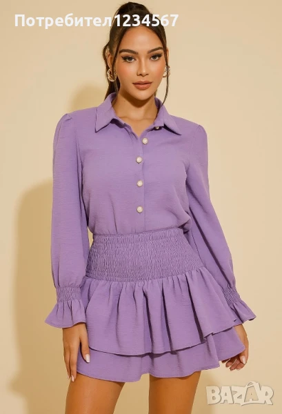 НОВ комплект в лилаво: риза и пола, снимка 1
