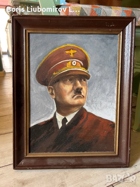 Антикварен Маслен Портрет на Хитлер, снимка 1
