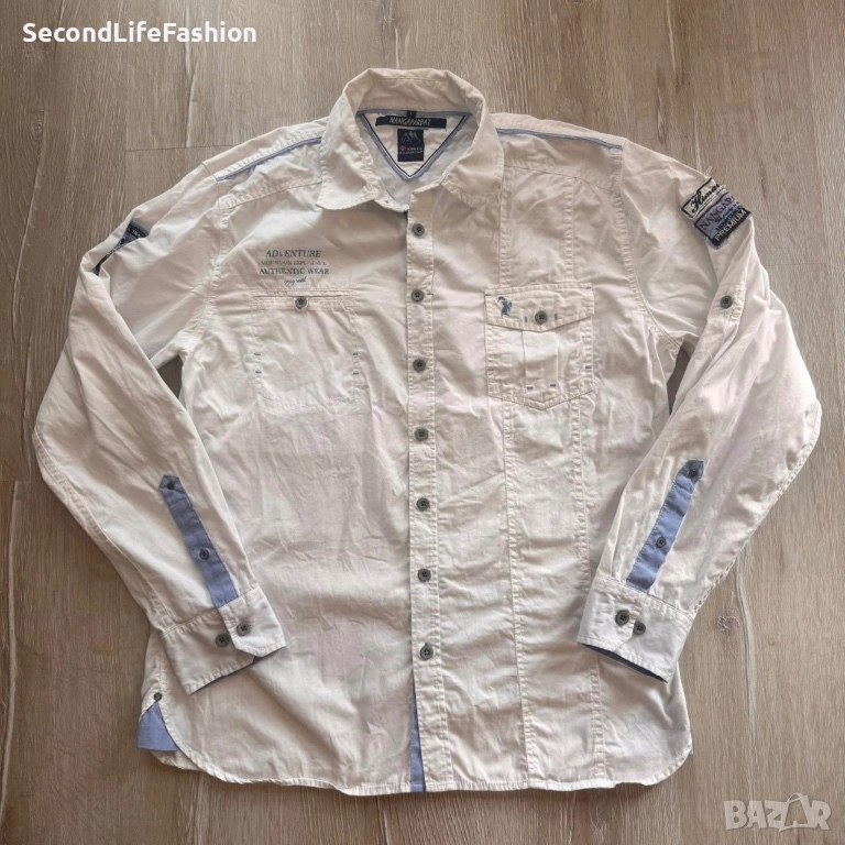 Мъжка риза Nangaparbat Himalaya Adventure Team с копчета размер L бяла, снимка 1