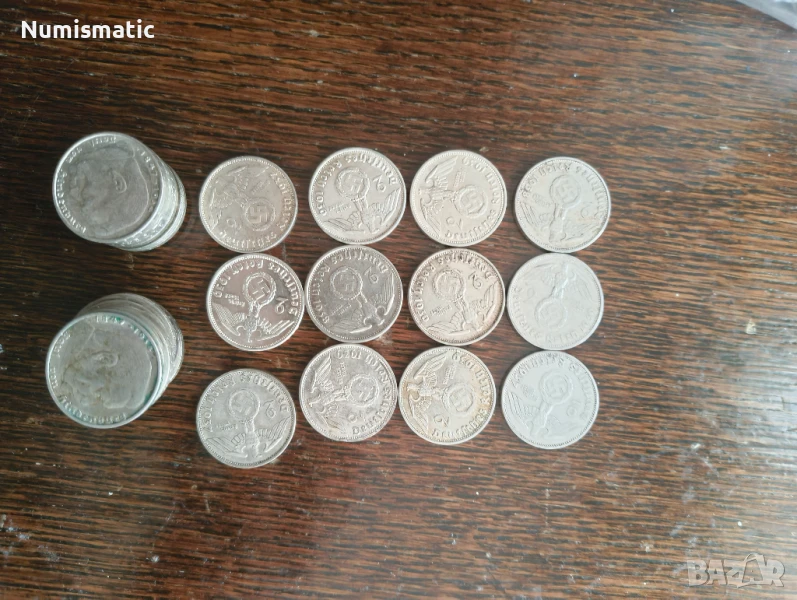 2 сребърни райхсмарки 1936-1939 - със свастика, снимка 1