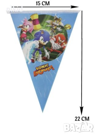 Соник Sonic Happy Birthday сини знаменца флагчета флаг Банер парти гирлянд декор рожден ден, снимка 3 - Други - 33904663