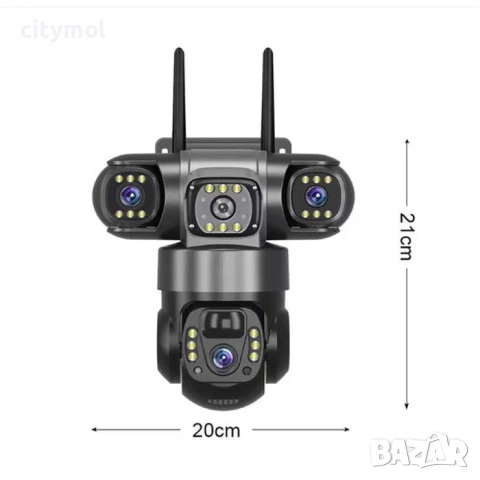4G Тройна соларна камера – 12MP, SIM, нощно виждане, двупосочна аудио, проследяване, снимка 4 - IP камери - 53334834