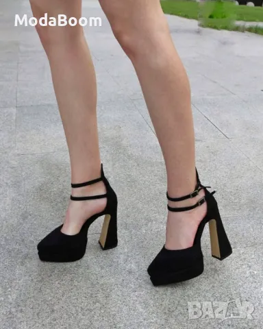 Сандали на ток - Велур, снимка 4 - Сандали - 48905938