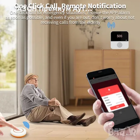 WiFi SOS пейджър за възрастни хора/смарт  звънец/безжична SOS система/приложение/аларма, снимка 4 - Други - 49751660