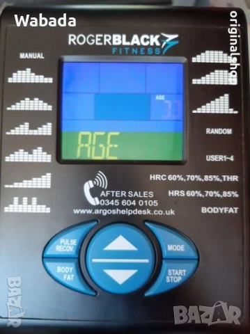 Запазен велоергометър Roger Black стационарен велосипед с дигитален дисплей и захранващ адаптер, снимка 3 - Фитнес уреди - 52580594