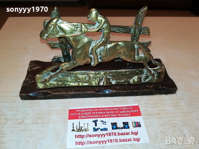 КОН С ЖОКЕИ-МЕД/МЕСИНГ САЛФЕТНИК-ВНОС АНГЛИЯ 1405222014, снимка 4 - Други ценни предмети - 36761113