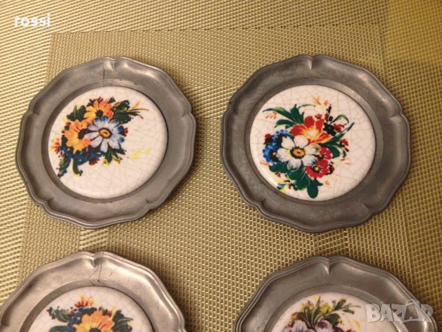 Нови. Старинни немски чинии за стена от калай и рисуван порцелан, чиния/1
