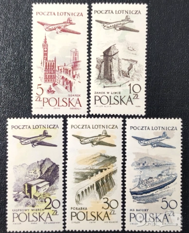 Полша, 1958 г. - лот марки на теми архитектура, риби, самолети, медали, коне, история и др., снимка 17 - Филателия - 53458674