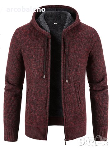 Ежедневно мъжко плетено яке с качулка и цип, 5цвята, снимка 2 - Якета - 43563868