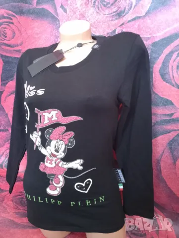 Philipp Plein Нова черна Детска блуза с Мини Маус  С, снимка 5 - Блузи с дълъг ръкав и пуловери - 49452918