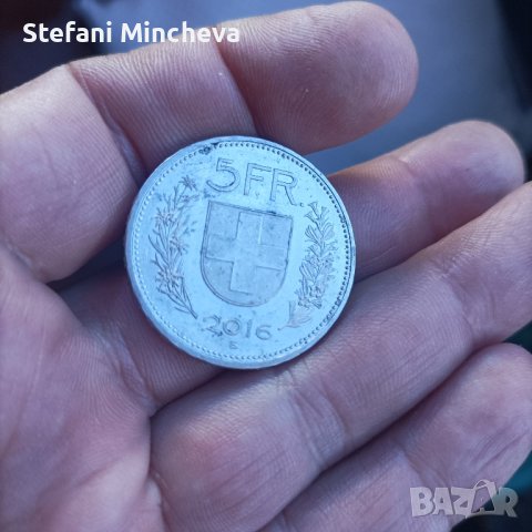 5 франка 2016год със матричен гланц , снимка 1 - Нумизматика и бонистика - 43621444