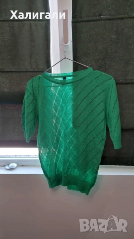 Фина плетен блуза в зелено размер М