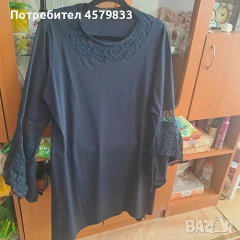 Тъмносиня дамска рокля, снимка 3 - Рокли - 53452924