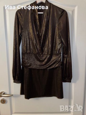 Нова парти коктейлна официална еластична рокля хамелион ефект златист , снимка 6 - Рокли - 40354044