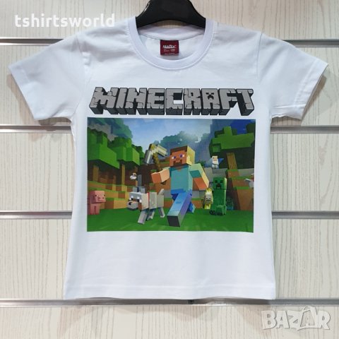 Нова бяла детска тениска с дигитален печат MINECRAFT (Майнкрафт), снимка 10 - Детски тениски и потници - 32607577