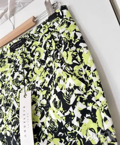 Разпродажба на дамски панталони, панталон цвят лайм/черно/бяло, памук, пролетни/летни стилни, снимка 3 - Панталони - 50220706