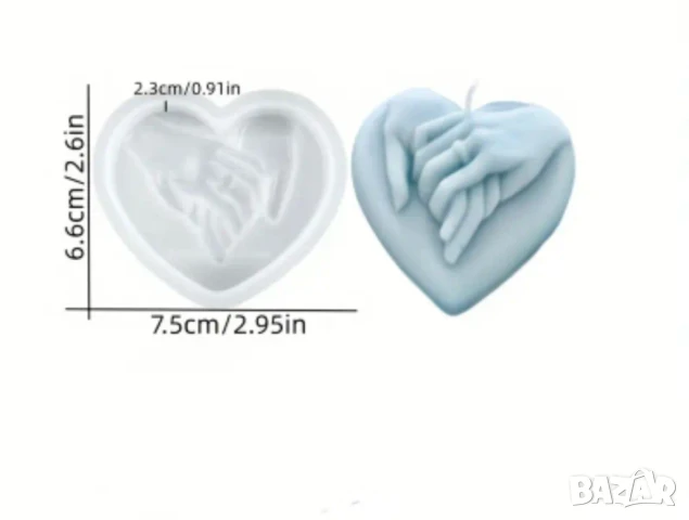 Молд сърце с ръце , снимка 2 - Форми - 51291173