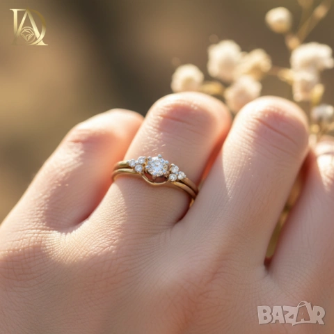 Нов Златен Пръстен с 0.44кт Естествени Брилянти , снимка 2 - Пръстени - 40073892
