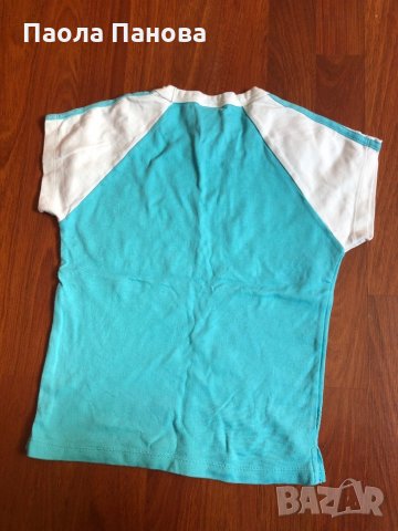 Дамска тениска в коралово синьо и бяло , снимка 2 - Тениски - 29003158