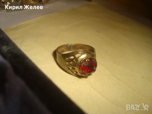 СТАРИНЕН МЕСИНГОВ АЖУРЕН МАЙСТОРСКИ СКЪПОЦЕНЕН ПРЪСТЕН с ГОЛЯМ ЮВЕЛИРНО ФАСЕТИРАН ГРАНАТ 27156, снимка 14 - Антикварни и старинни предмети - 36772038