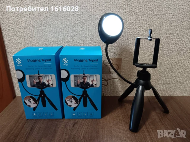 LED Vlogging Tripod - Статив за влогове с лед осветление., снимка 6 - Селфи стикове, аксесоари - 50676216