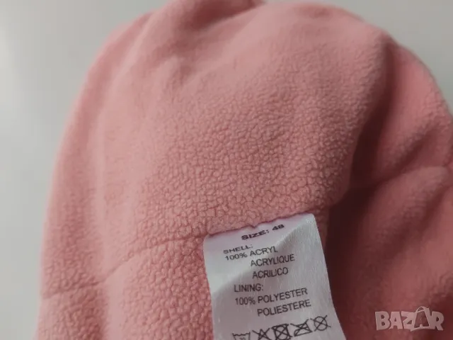 Мека розова зимна детска шапка с мече, снимка 3 - Шапки, шалове и ръкавици - 48228109