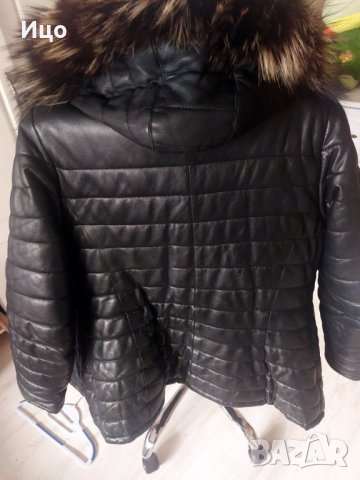 Кожено яке, ватирано и вталено, снимка 3 - Якета - 43757949