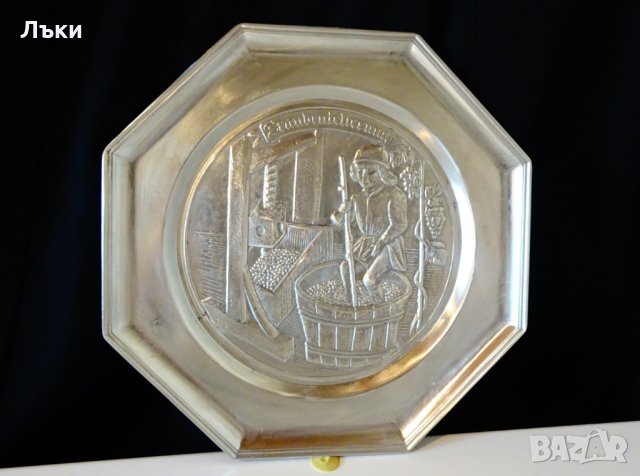 Пано от калай с картина Гроздобер,Вино. , снимка 2 - Антикварни и старинни предмети - 32306742