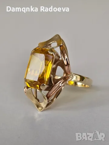 Златен пръстен с Цитрин 14 карата,проба 585, снимка 16 - Пръстени - 47891042