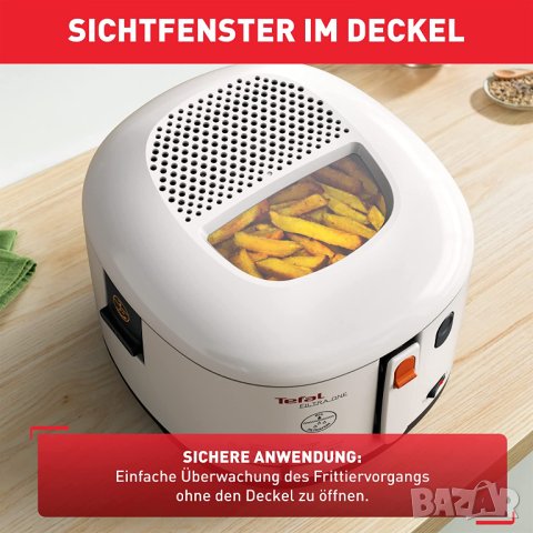 Фритюрник Tefal FF162131 Filtra One, coolwall, Регулируем термостат, 1,2 кг, Бял, снимка 7 - Фритюрници - 40693122