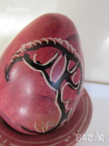 Декоративно яйце с поставка, изработено от сапунен камък, снимка 5 - Декорация за дома - 49421998