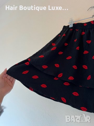 JACOUELINE de YONG Черна пола с червени целувки 💋💋💋, снимка 4 - Поли - 43971578