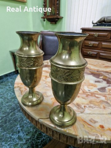 Чифт красиви антикварни месингови вази , снимка 6 - Антикварни и старинни предмети - 43362617