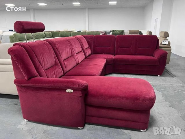 Червен ъглов диван от плат с ф-я сън и ел.лежанка "SC Classic", снимка 11 - Дивани и мека мебел - 39971796